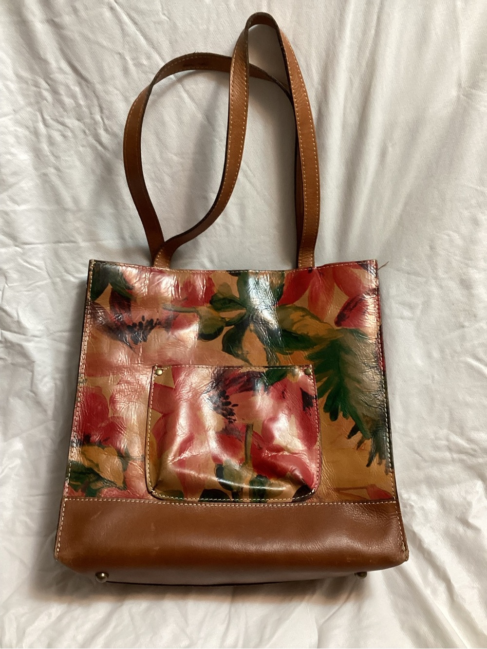 Patricia Nash Floral Print Tote in Brown, Red, Green